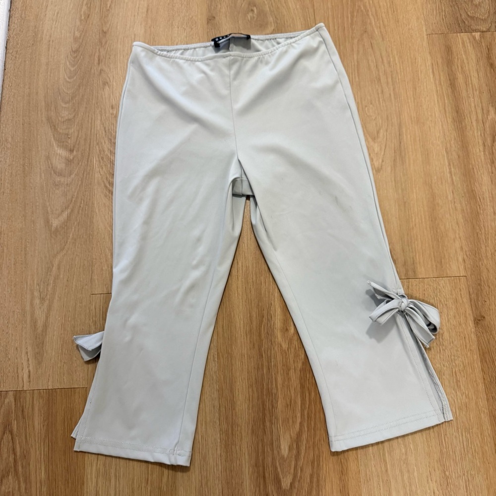 Women's Light Gray Bermuda Shorts with Side Tie Accent